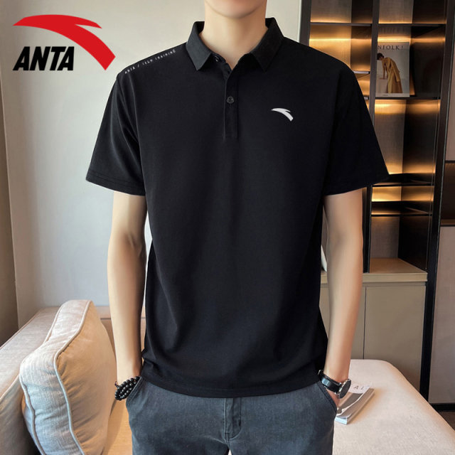 Anta short-sleeved T-shirt men's polo shirt official website flagship 2024 summer new breathable lapel white T sportswear