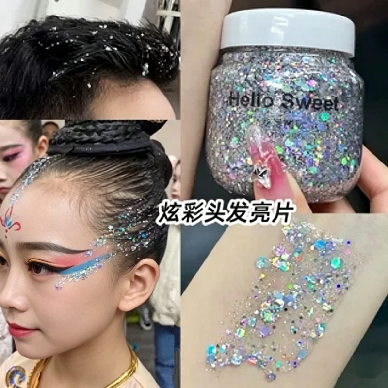 Hair Glitter for Latin Dance, Glitter Gel for Stage Makeup, Sparkling Makeup on the Head, Glitter Styling
