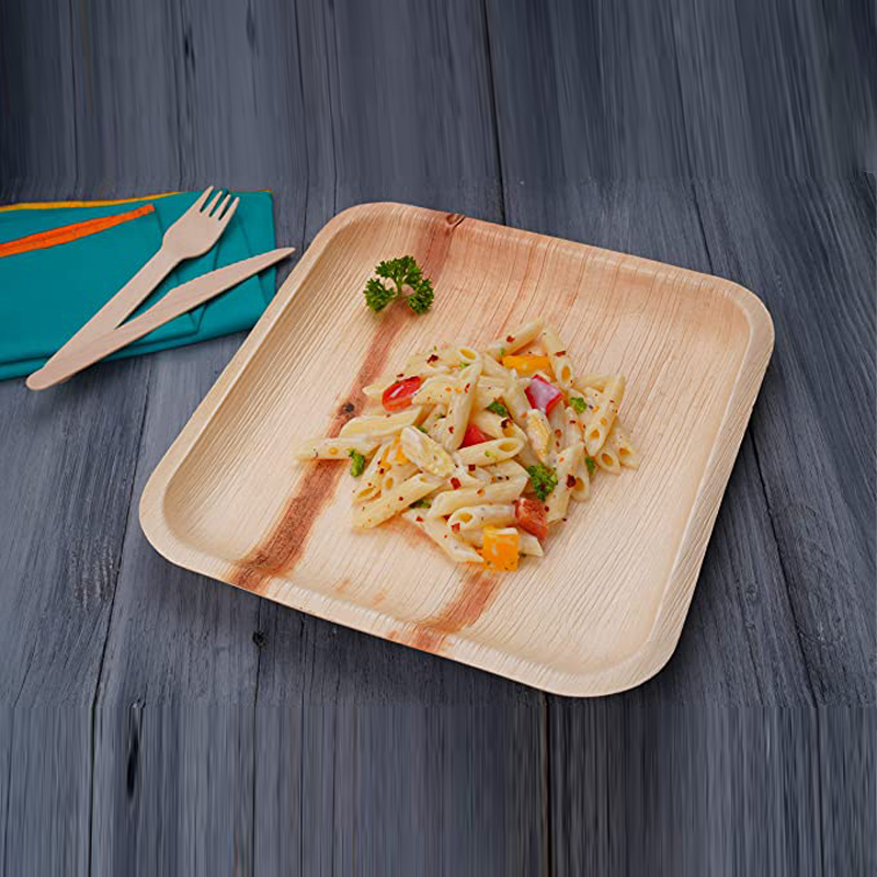 Disposable Eco-Friendly Dinner Plate, Knife and Fork Set, Japanese Palm Leaf Fruit Cake Plate, Picnic Party Camping Travel