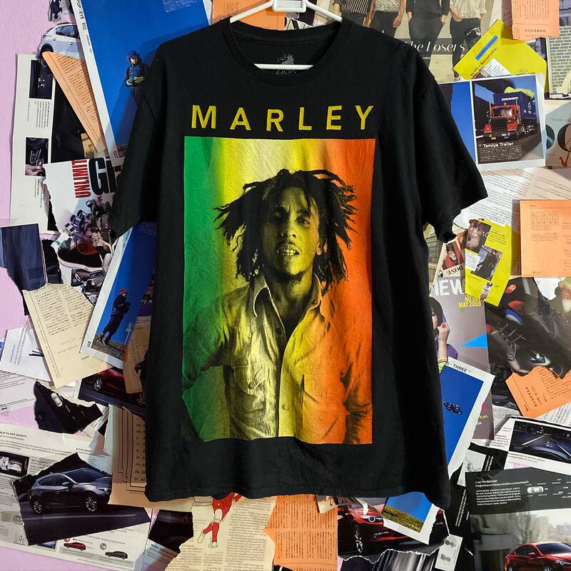 Rock Singer Bob Marley American Street Fashion Brand Short-Sleeved T-Shirt for Men Retro Harajuku