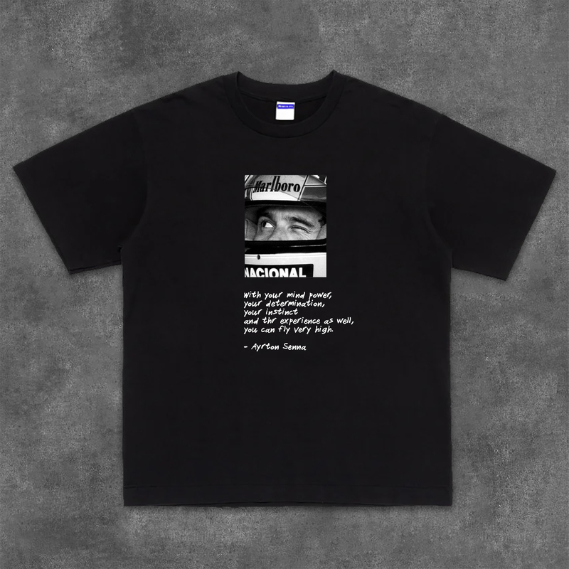 West Sea Pier Short-Sleeved T-Shirt F1 Formula Racing Ayrton Senna Pure Cotton Round Neck Half-Sleeve Top Tee