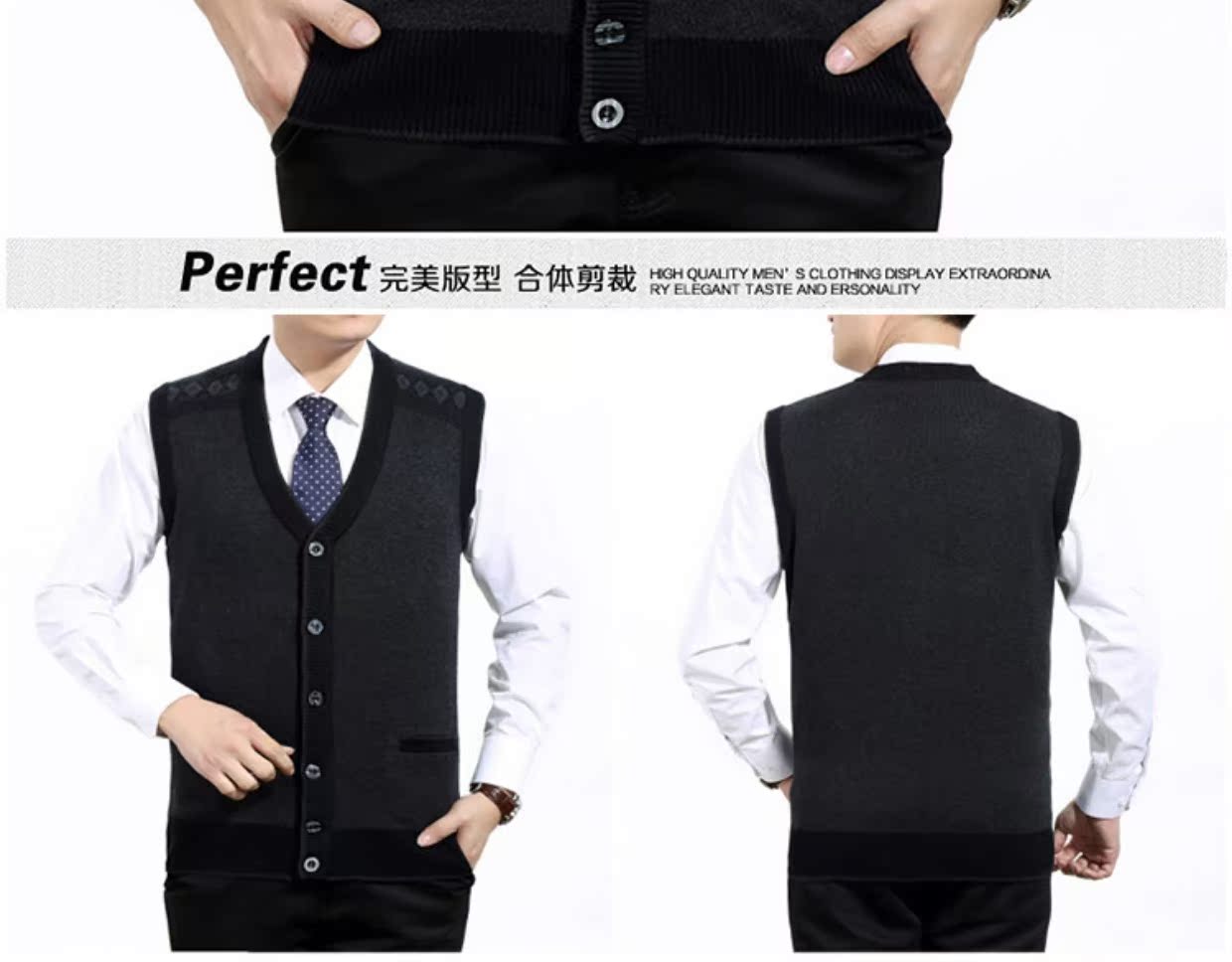 Ông bố trung niên mặc áo len áo len vai vest vest nam trung niên áo vest nam không tay vest nam hàn quốc