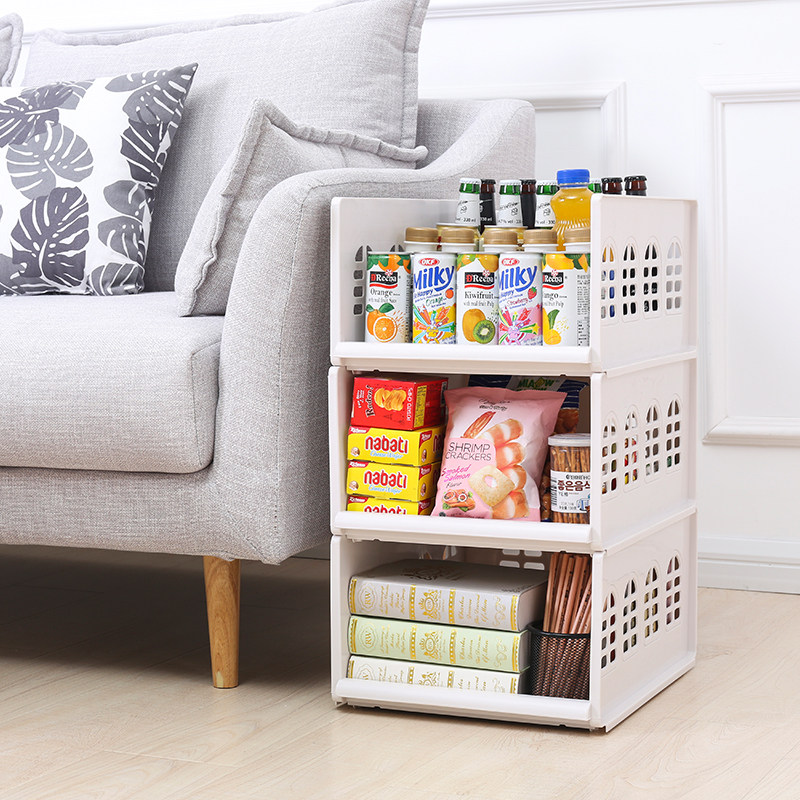 Wardrobe layered partition storage shelf plastic compartment snack clothing shelf finishing storage basket shelf
