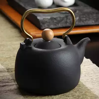 Taiwan Qian Gu Tang Kung Fu tea set Ceramic five elements Teapot tea stove set Black crystal stove Tea stove Tea stove