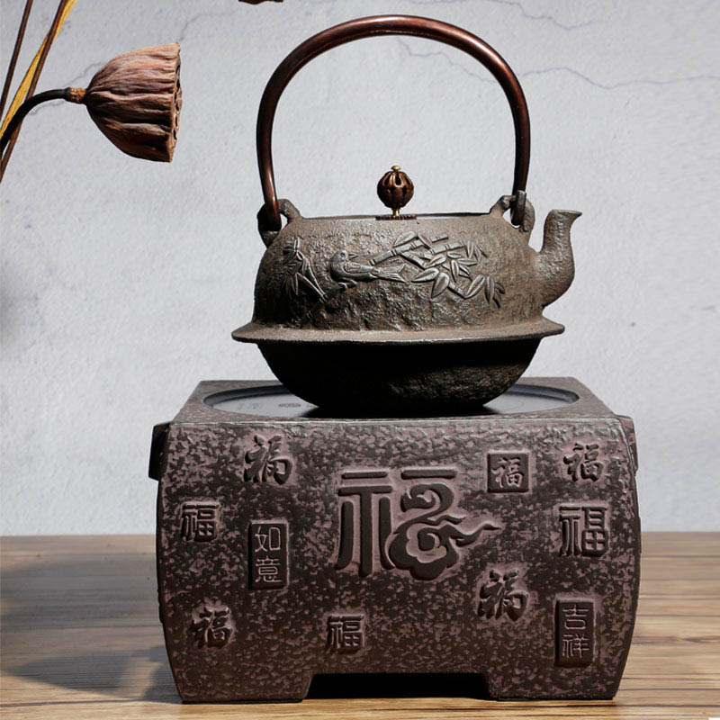 Qiangutang Taiwan mini tea stove old rock mud household tea black crystal stove mute small tea stove special offer