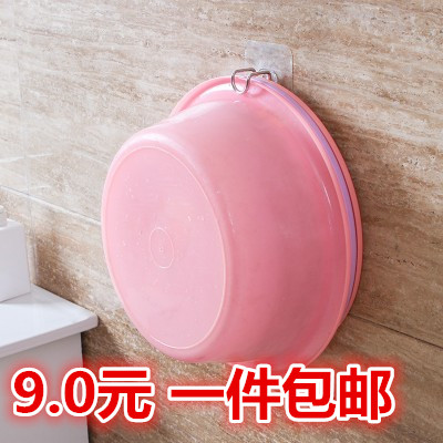 Bathroom stainless steel washbasin hook bathroom seamless nail-free sticky hook wall suction cup hanging washbasin rack