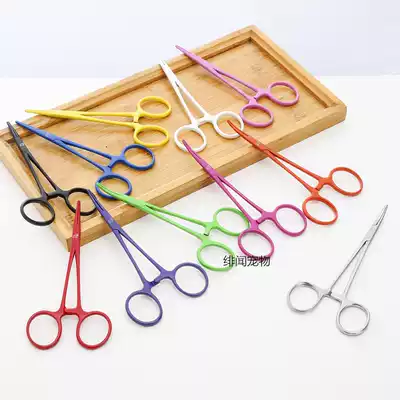 Family standing multi-color ear puller pliers pet professional hemostatic forceps high-grade stainless steel material straight elbow