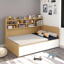 Tatami bed small family type integrated children storage bed minimalist modern bookshelf leaning against wall high box tatami single bed