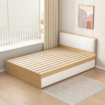 Modern Simple Solid Wood Bed Frame High Box Tatami Storage Bed Small Room Provincial Space Custom Tatami Bed Rice Double Bed