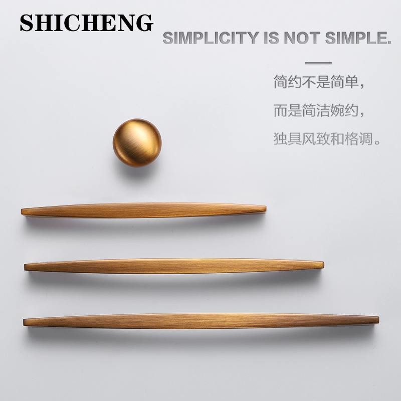 Drawers Handle Wardrobe Whole Cupboard Yellow bronze Single-hole handle Nordic modern minimalist Wardrobe Door Handle American Light Lavish
