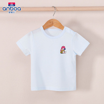 Ampel children short sleeve T-shirt girl pure cotton round neckline clothes baby boy pure color for undershirt blouse summer