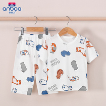 Ampel Girl Girl Baby Home Conserved Suit Children Pajamas Boy Summer Thin cotton Boy Air conditioning Air Conditioning Suit