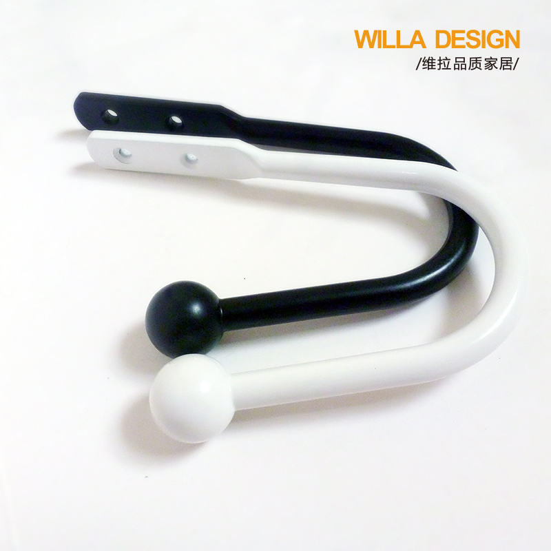 Punch-free modern minimalist European-style U-shaped nail-free curtain hook wall hook hanging ball metal L-type fastening hook