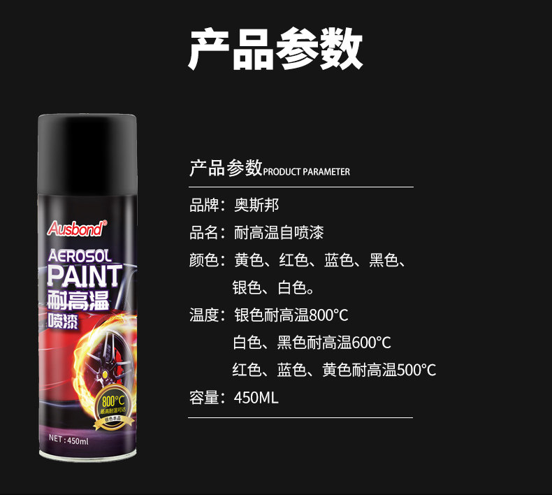 Osborn 800 degree high temperature paint motorcycle exhaust pipe high temperature resistant color change hand spray caliper heat resistant high temperature paint