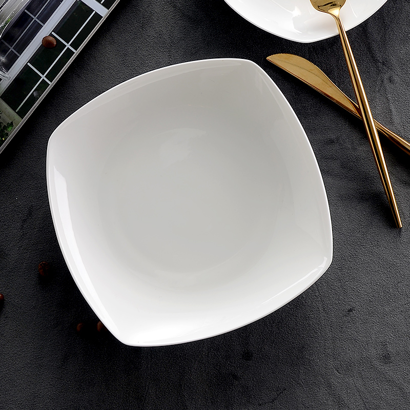 White porcelain home son breakfast White ipads China plate 8 inches square ceramic deep soup plate new dishes