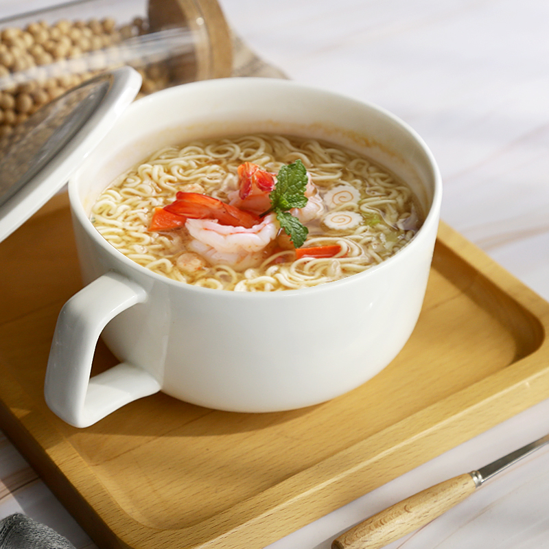 Creative ceramic bowl bowl with the handle with cover household move ipads bowls bowl dessert bowl mercifully rainbow such as bowl of soup bowl with a cover on it