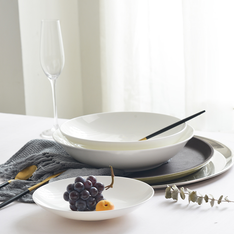 Pure white ipads porcelain ceramic big plate disc deep dish, western - style food tableware plate of cold dish dish dish soup plate dessert dish