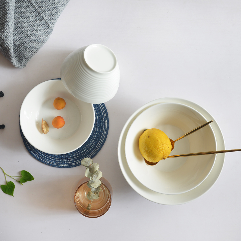 White bowls horn bowl deep to use pure White ipads bowls household fruit salad bowl thread bowl of Japanese ceramic bowl