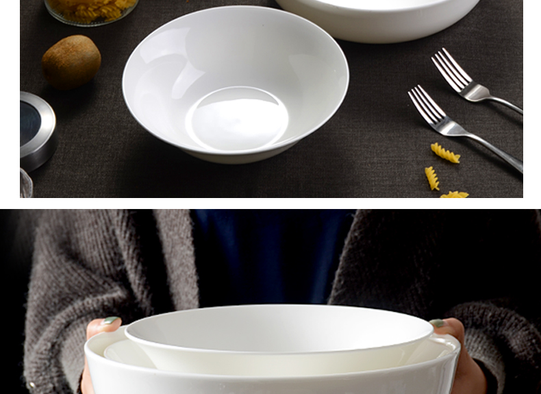 Tangshan ipads bowls large household big bowl white porcelain tableware of pottery and porcelain bowl of 9 inches soup bowl rainbow such as bowl stewed noodles bowl
