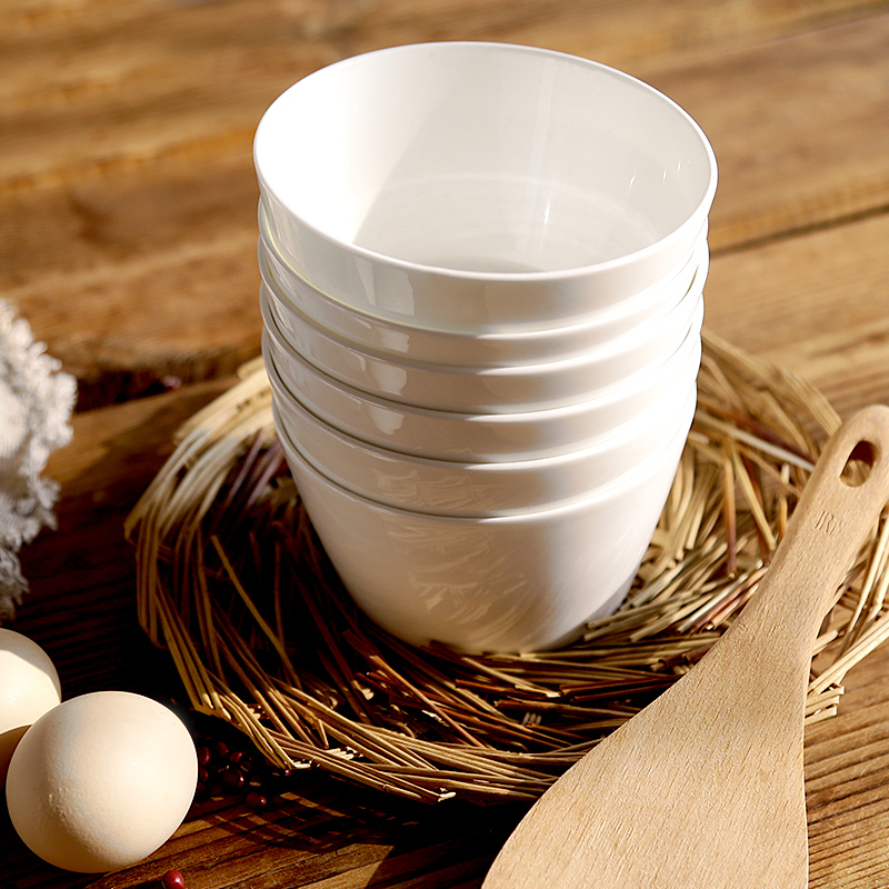 Bowls set six ceramic bowl bowl 7 inches deep large bowl household white Bowls bowl of soup bowl rainbow such use