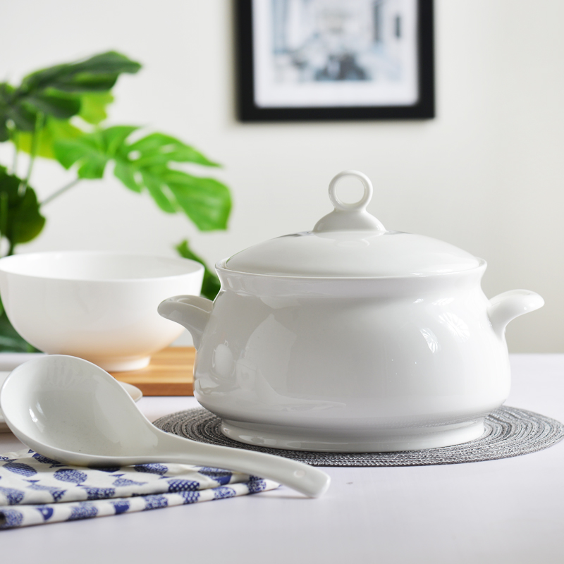 Tangshan home lead - free pure white ipads porcelain 10 inches Korean pan ceramics tableware suit soup pot large soup bowl
