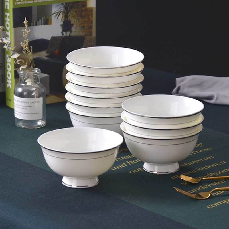 Up Phnom penh 10 at tangshan household rice bowls ipads bowls 4.5 inch eat bowl white tableware ceramic bowl