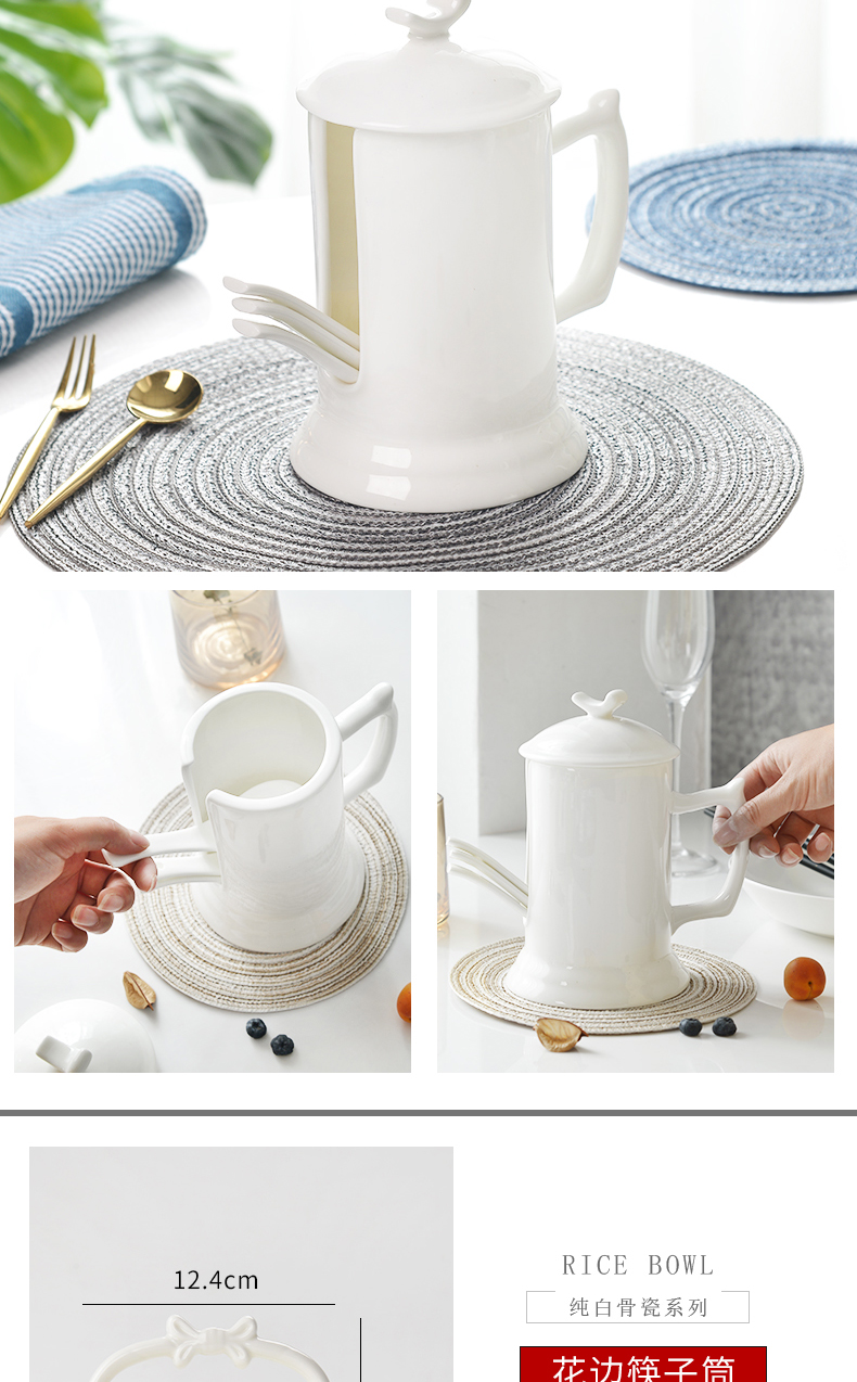 Kitchen shelf ipads porcelain pure white bamboo chopsticks chopsticks box ceramics cutlery receive basket swan