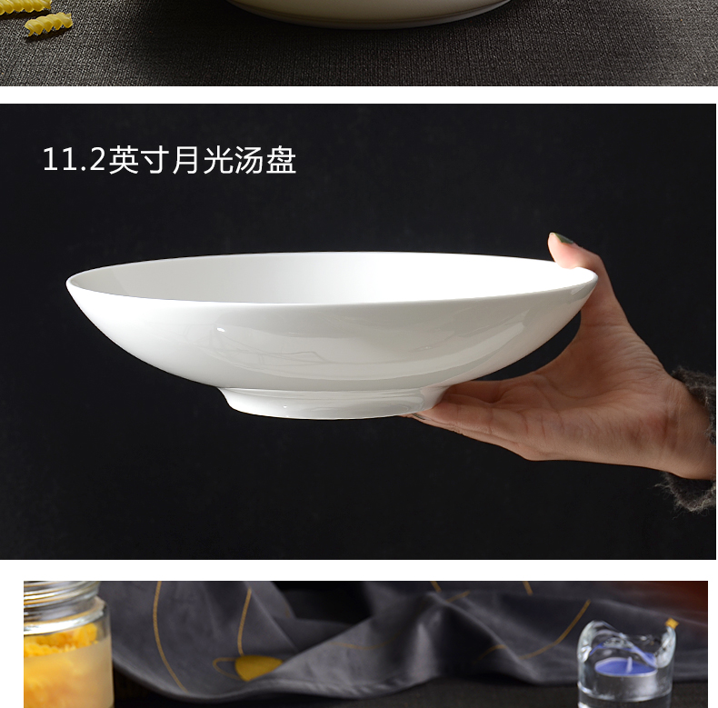 Tangshan ipads bowls large household big bowl white porcelain tableware of pottery and porcelain bowl of 9 inches soup bowl rainbow such as bowl stewed noodles bowl
