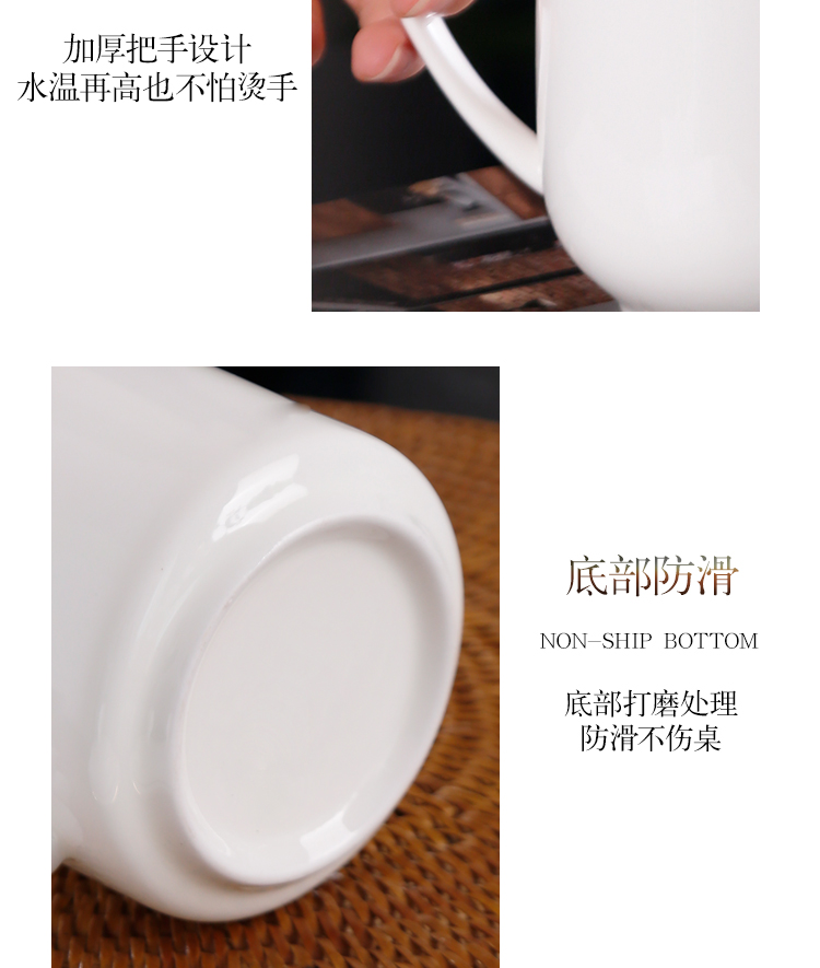唐山骨磁純白創意カップルマグカップカップ陶磁器水カップ蓋カップ陶磁器カップロゴ,タオバオ代行-チャイナトレーディング