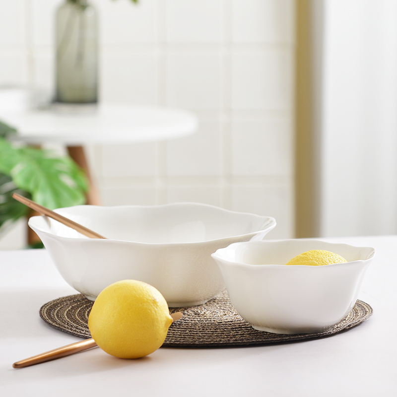 Pure white ipads China irregular shaped bowl household white bowls to eat noodles bowl of instant noodles bowl