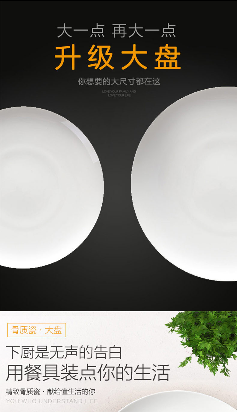 Steak dinner plate ipads porcelain plate white child household ceramic flat circular shallow dish 10 inches pasta dishes