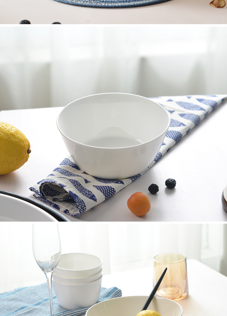 Bowls set four ceramic bowl bowl 7 inches deep large bowl household white Bowls bowl of soup bowl rainbow such use