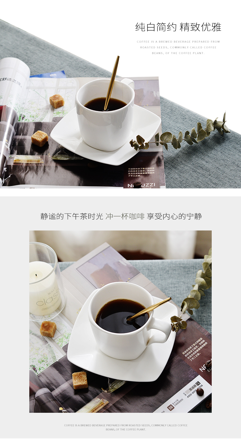 Pure white ipads China coffee cups and saucers office coffee cup cafe custom logo printing ceramic cup with dish to send a spoon