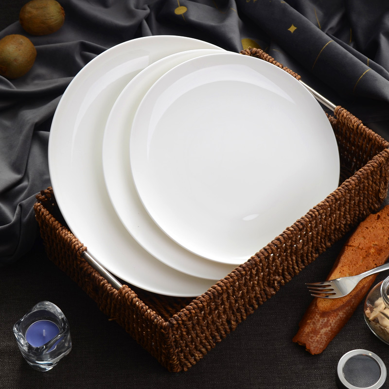 Steak dinner plate ipads porcelain plate white child household ceramic flat circular shallow dish 10 inches pasta dishes