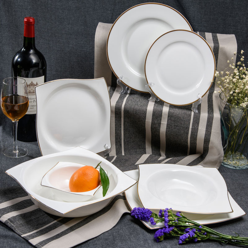Ipads porcelain plate 10 inch European - style beefsteak plate of western - style food tableware suit ceramic disc soup dish 8 inch plate