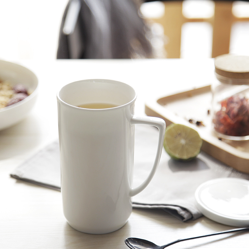 Mark cup milk cup yan choose pure white ipads porcelain contracted office over large capacity cover cup coffee cup