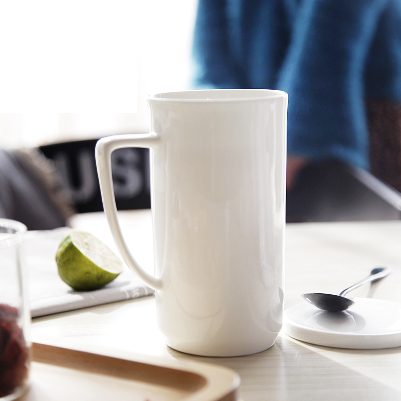 Mark cup milk cup yan choose pure white ipads porcelain contracted office over large capacity cover cup coffee cup