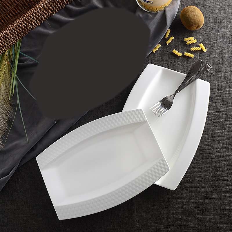 Pure white ipads porcelain tableware move fish dish steamed fish with square ceramic long fish dish fish a large dish