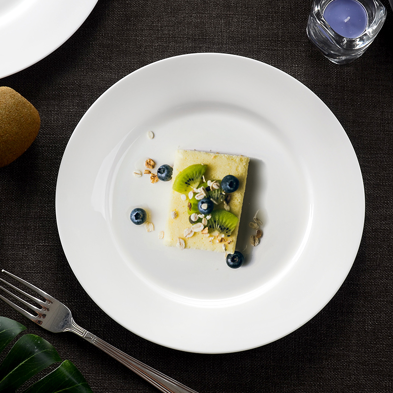 White 10 inch big plate round new flat shallow dish home plate beefsteak dish of number plate