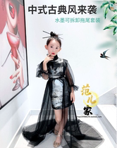 National Tide Girls Ink Run Show Clothing Retro Chinese Wind Girl Model Run Show T-Class Fashion Chinese Dress