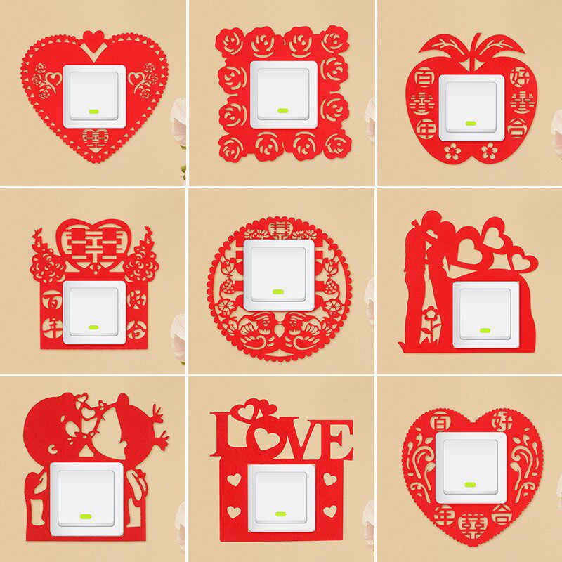 Wedding Nonwoven Switch socket red switch switch switch card cartoon switch decoration arrangement supplies