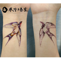 Zhi Ye swallow tattoo sticker literary girl clavicle wrist waterproof non-toxic long-lasting color black and white tattoo tattoo