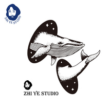 Zhi Ye original whale black hole couple tattoo stickers men and women waterproof ocean Starry Sky hipster retro tattoo