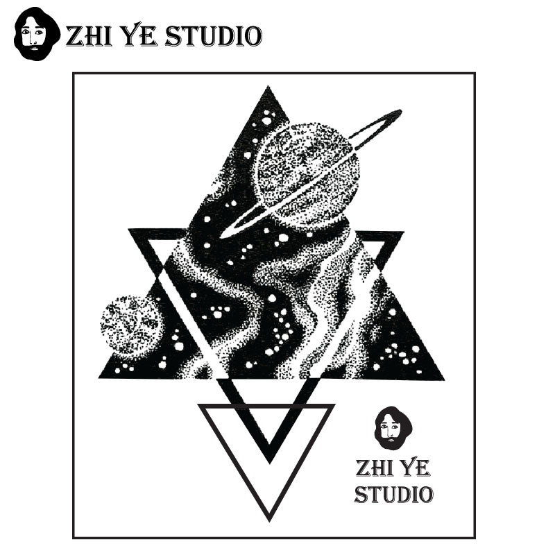 Branch Lord Galactic Geometric Triangle Art Tattoo Sticker student male and female Social waterproof Space Day Ins Hong Kong Wind