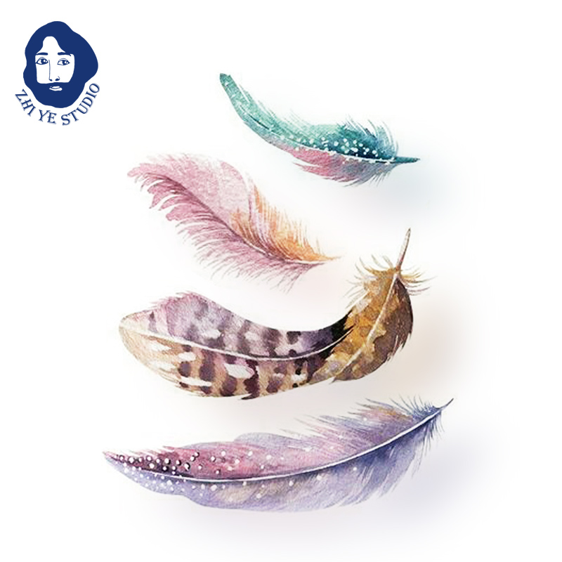 Branch Lord Original Heartwing Wing waterproof feather tattooed with watercolor winged collarbone ankle wrist female Korean style fresh