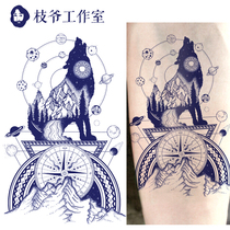 The King of the original forest Wolf Totem Beast tattoo male domineering flower arm waterproof non-toxic tide brand Society