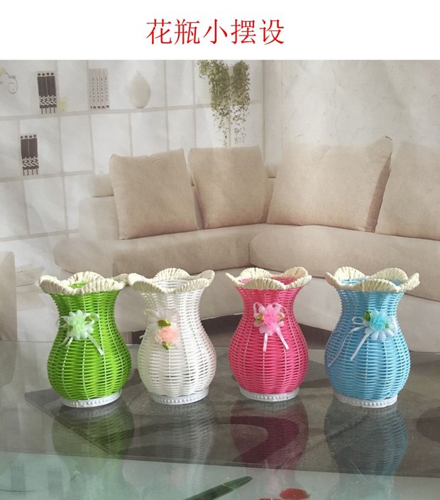 Hoa giả hoa bình hoa nhựa đơn giản hiện đại màu sắc chậu hoa dệt tay giỏ hoa giỏ hoa lụa hoa xô hoa - Vase / Bồn hoa & Kệ chum sành trồng cây