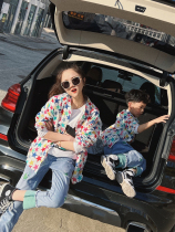 Fried street parent-child wear 2023 spring and autumn new fashion Korean version mother and child casual mother and daughter handsome boy shirt baby top