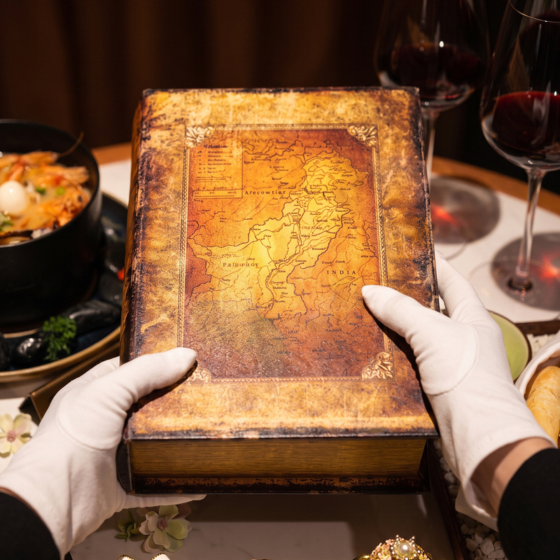 Magic Fire Paper Book Box Restaurant Specialty Dish Decoration Flame Book Lunch Box Hotel Tableware Retro Tabletop Decoration Props Magic Fire Paper Book Box Restaurant Specialty Dish Decoration Flame Book Lunch Box Hotel Tableware Retro Tabletop Decoration Props