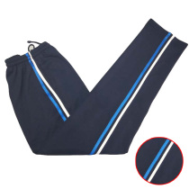 Spring summer and autumn models deep Tibetan green cotton sweatpants inlaid with white peacock blue edge high school students straight thin casual pants